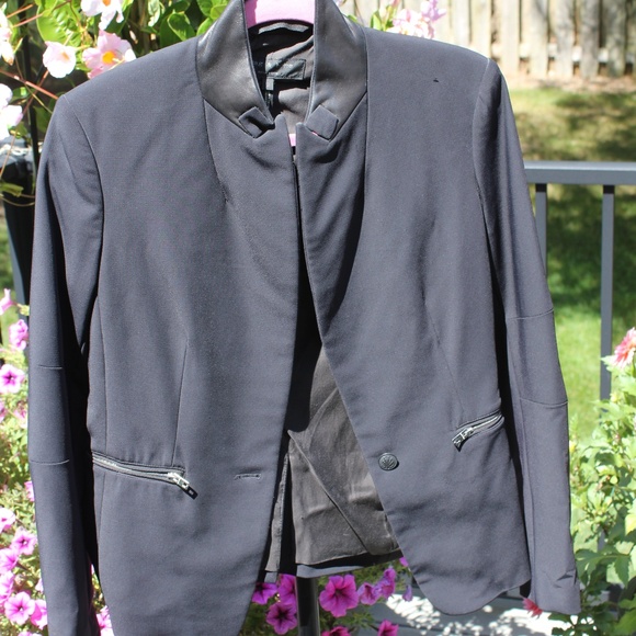 Rag & Bone Jacket Blazer with Leather Collar Size 2 - Picture 1 of 5